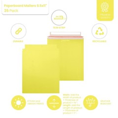 Paperboard Mailers 9.5×11-25 Yellow Document Mailers Paper Mail Envelopes