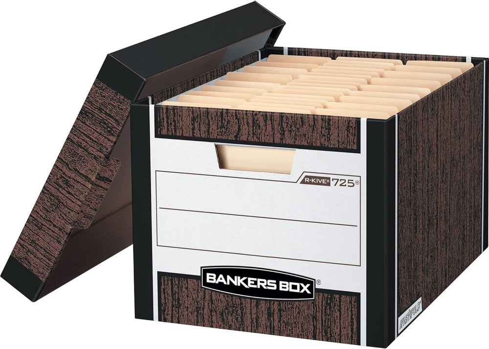 Bankers Box R-KIVE Heavy-Duty File Storage Boxes, Lift-Off Lid, 12 Pack
