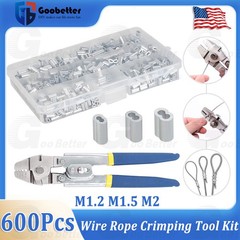 Wire Rope Crimping Swaging Tool Kit for Wire Cable Crimps Aluminum Double Barrel