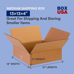 13 x 13 x 4 Corrugated Cardboard Boxes, Flat 13″L x 13″W x 4″H, Pack of 25 | …