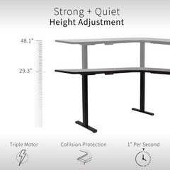 VIVO Dark Gray / White Electric 71″ x 71″ Curved Corner Stand Up Desk