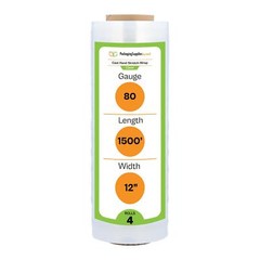 12″ x 1500′ 80 Gauge 4 Rolls Pallet Wrap Stretch Film Hand Shrink Wrap 1500FT