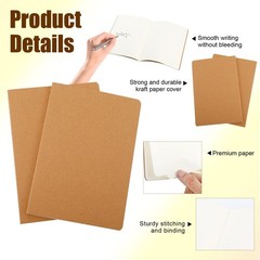 Dyrfolm 48 Pcs Blank Kraft Notebooks, 8.3 X 5.5 Inch Travel Journal Set, A5