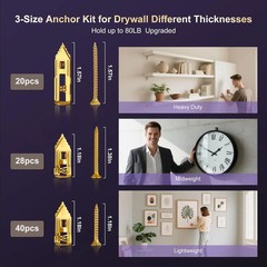 Self Drilling Drywall Anchors with Screws Kit, 88pcs, 2 Sizes Sheetrock Anchor &