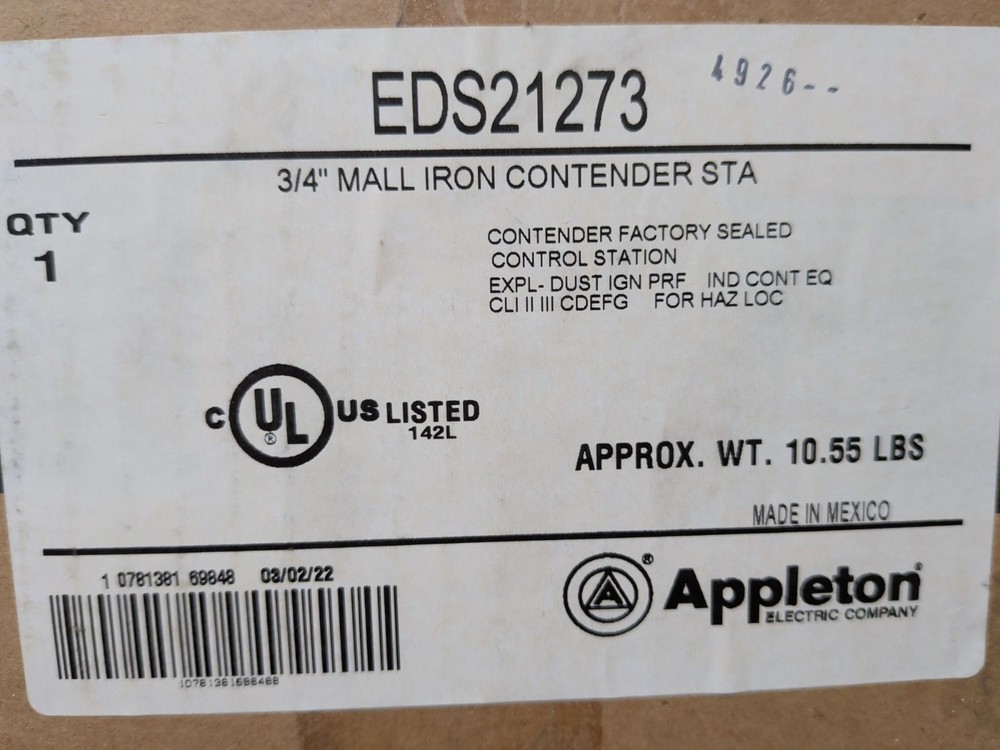 Appleton EDS21273 3/4 Mall Iron Contender Sta Brand New