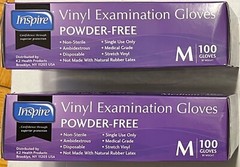 Inspire Stretch Vinyl Examination Gloves Powder Free Medium 100 Gloves X 2 Boxes