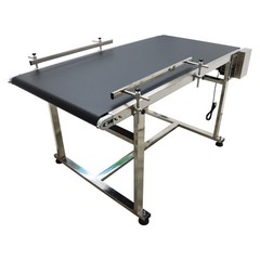 Electric PVC Belt Conveyor Transport Machine w/ Double Guardrails 110V 59×31.5in