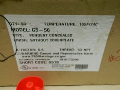Reliable Fire Sprinkler Pendent Concealed G5-56 ( 25 – pieces ) 1/2″ NPT LOT # 2
