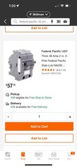 FPE 40 Amp 2 Pole Stab-Lok Federal Pacific Breaker Thick – Snap In – NA240
