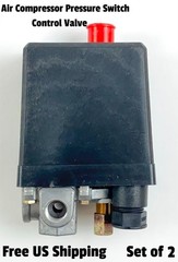 300V Air Compressor Pressure Switch 20A 12 Bar 175 PSI 4-Port Control Set of 2