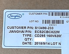 2 PACK Jianghai CD295 8200uF 160V Snap-In Electrolytic Capacitor ECS2CB822M 85°C