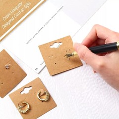 200 Pack Earring Display Cards Holder for Selling Jewelry Ear Studs Kraft 2″x2″