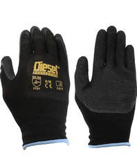12 Pair Diesel Black Safety Gloves Latex Coated Grip Cut Resistant