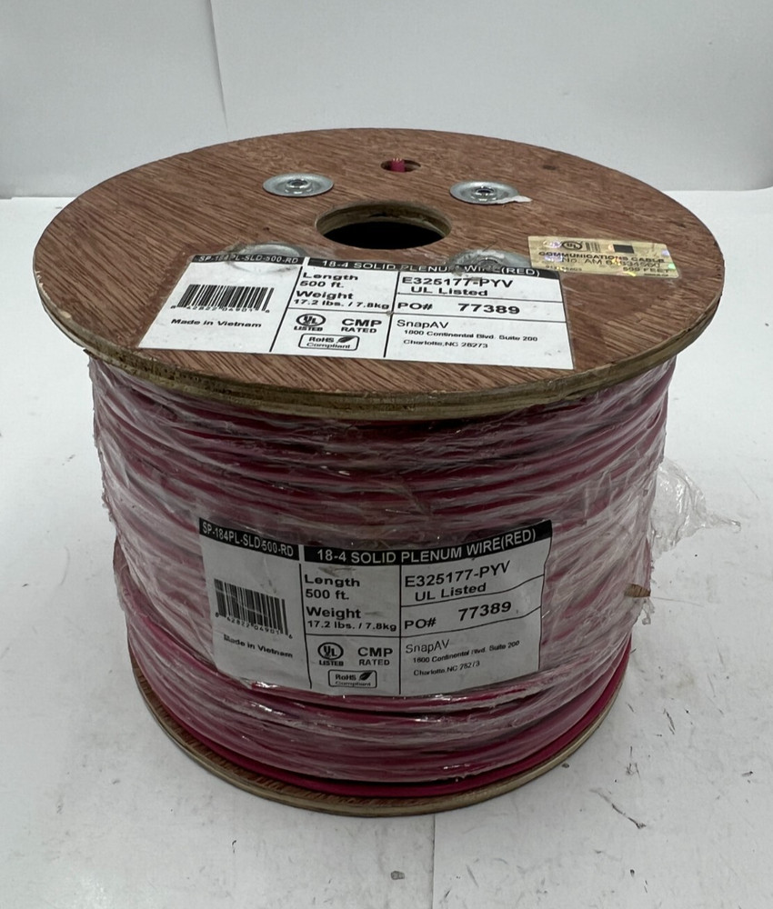 SnapAV SP-184PL-SLD-500-RD 500FT Plenum Rated Solid Copper Security Wire