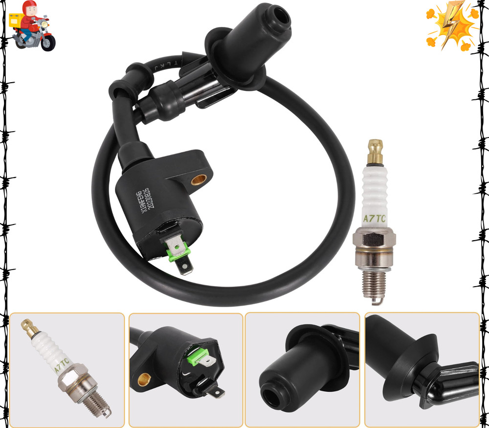 Ignition Coil and Spark Plug for 50cc 90cc 110cc 125cc 150cc 200cc 250cc ATV