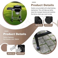 Multi-Surface Gas Grill Caster Wheels with Locking Feature – Fits Weber Models