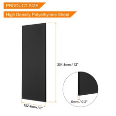 UHMW Ultra High Molecular Weight Polyethylene Sheet, 1/4″ Thick 12″ x 6″ Black