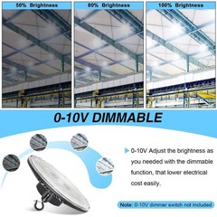 300W UFO Led High Bay Light Industrial Warehouse Lighting 45000LM Dimmable 5000K