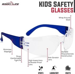 Crystal Kids Clear Lens Color Temple Variety Safety Glasses (Pack of 12)