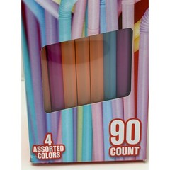 Flexible Smoothie Straws 90 Count Assorted Colors Milkshake Straws