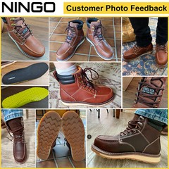 NINGO Men’s Steel/Soft Toe Work Boots Waterproof Leather Industrial Safety Boots
