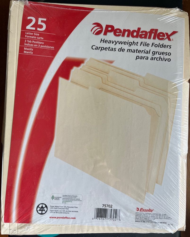 Heavyweight File Folders 1/3 Cut Manila Letter Size 25 Pack Organize Documents