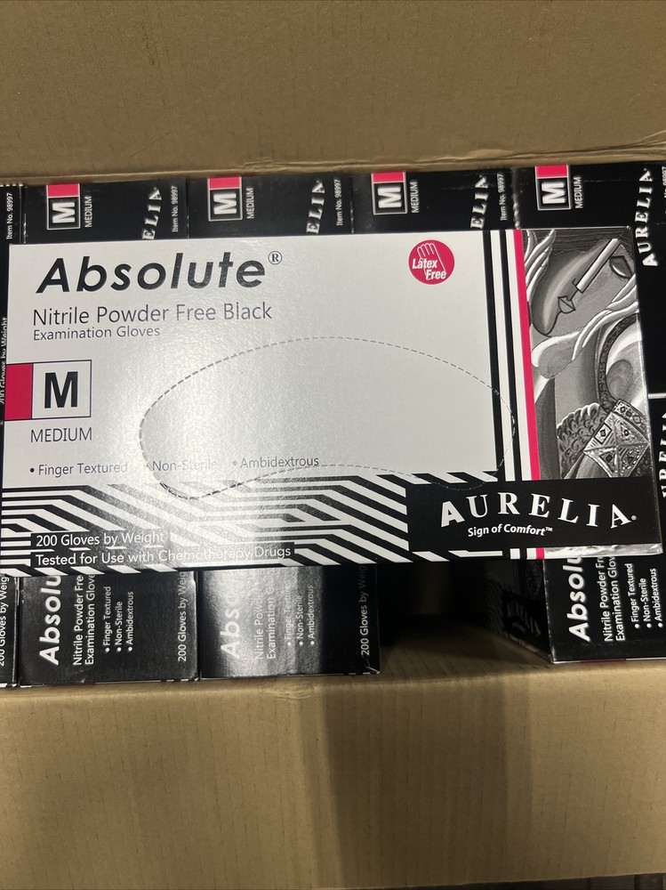 Aurelia Examination Gloves 200 Black Color Size M