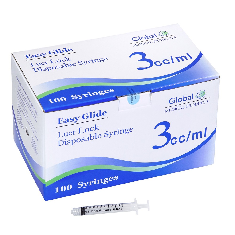 Global Medical Products – 3cc Luer Lock Syringe – QTY 100