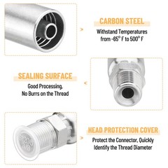 12pcs 1/4″ NPTF Hydraulic Hose End Fittings： 1/4″ I.D. Hose x 1/4″ NPTF Male