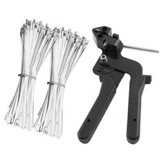 Heavy Duty Stainless Steel Cable Tie Gun 200Pcs Self-Locking Metal Zip Ties Kit