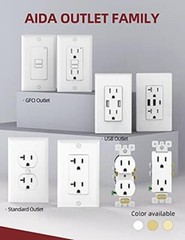 AIDA Duplex Electrical Receptacle Outlets, 20Amp 125V Assorted Colors , Sizes