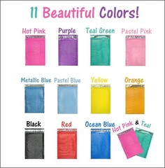 4×8 Hot Pink,Teal Poly Bubble Mailers, Colored Padded Shipping Mailing Envelopes
