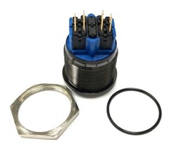 2pcs 25mm Black Stainless Steel Marine Domed Push Button Momentary POWER Switch