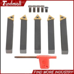 Findmall 5× Insert 1/2″ Lathe Indexable Carbide Bits+Turning Tool Bit Holder Kit