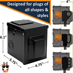 RV Power Outlet Box 50 Amp Enclosed NEMA 14-50R 125/250 Volt WEATHERPROOF BLACK