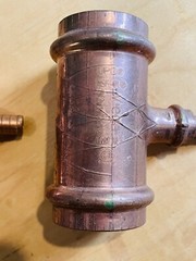 Copper ProPress 1-1/2” x 1-1/2” x 1/2″ Reducing Tee Fitting Viega Pex Press