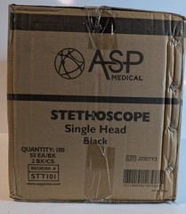 Box of 100 ASP MEDICAL Single Head Patient Hospital Care Stethoscope black New