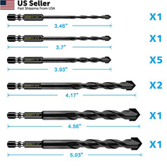 11-pc Masonry Drill Bits Carbide Concrete 11 Pack Multiple Sizes (5/32″-1/2″)