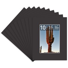 Golden State Art, Pack of 10, 8×10 Classic Black Picture Mats with White Core…