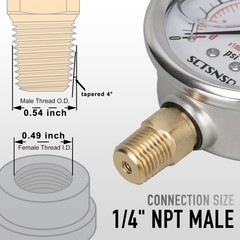 SCTSNSR 0 to 100 Psi Pressure Gauge, Glycerin Liquid Filled, 2.5 0-100 PSI