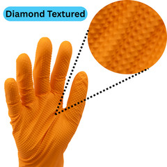Wolverine Orange Nitrile Gloves, 8 Mil, Raised Diamond Texture 1000 Pcs X-Large