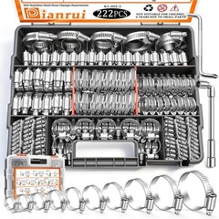222 PCS Stainless Steel Hose Clamp Kit 1/4″-2-3/4″ Heavy Duty for Plumbing, Auto
