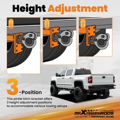 3-Position Steel Pintle Hitch Mount for 2″ Receiver 20000 lbs Capacity