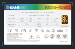GAMEMAX 1050W ATX 3.0 PCIE 5.0 ARGB Smart 80+ Gold Power Supply UNIT (PSU) WHITE