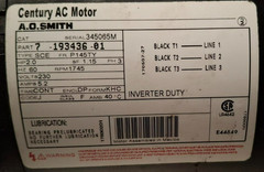 Dexter #9376-305-001 3 Phase, 2.0 HP, 230/460V Motor (Used)
