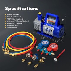 Air Vacuum Pump HVAC AC Air Tool 3,5CFM 1/4hp + Manifold Gauge Set with Case
