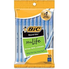 Round Stic Ball Pens Stick, Blue, Medium Point, 10-Pack