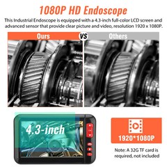 Industrial Endoscope 1080P HD 4.3” LED Screen Borescope Inspection Snake Camera