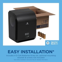Touchless Paper Towel Dispenser High Capacity Automatic Wall Mount Black