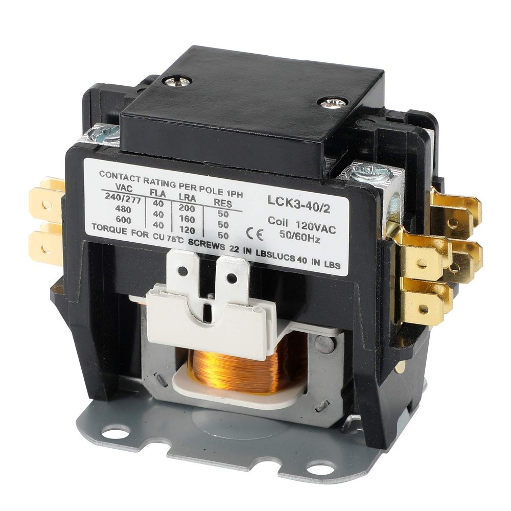 120V AC Contactor 2 Pole 40 Amp Heavy Duty HVAC Pump Compressor Relay